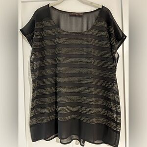 The Limited Black and Gold Sheer Blouse